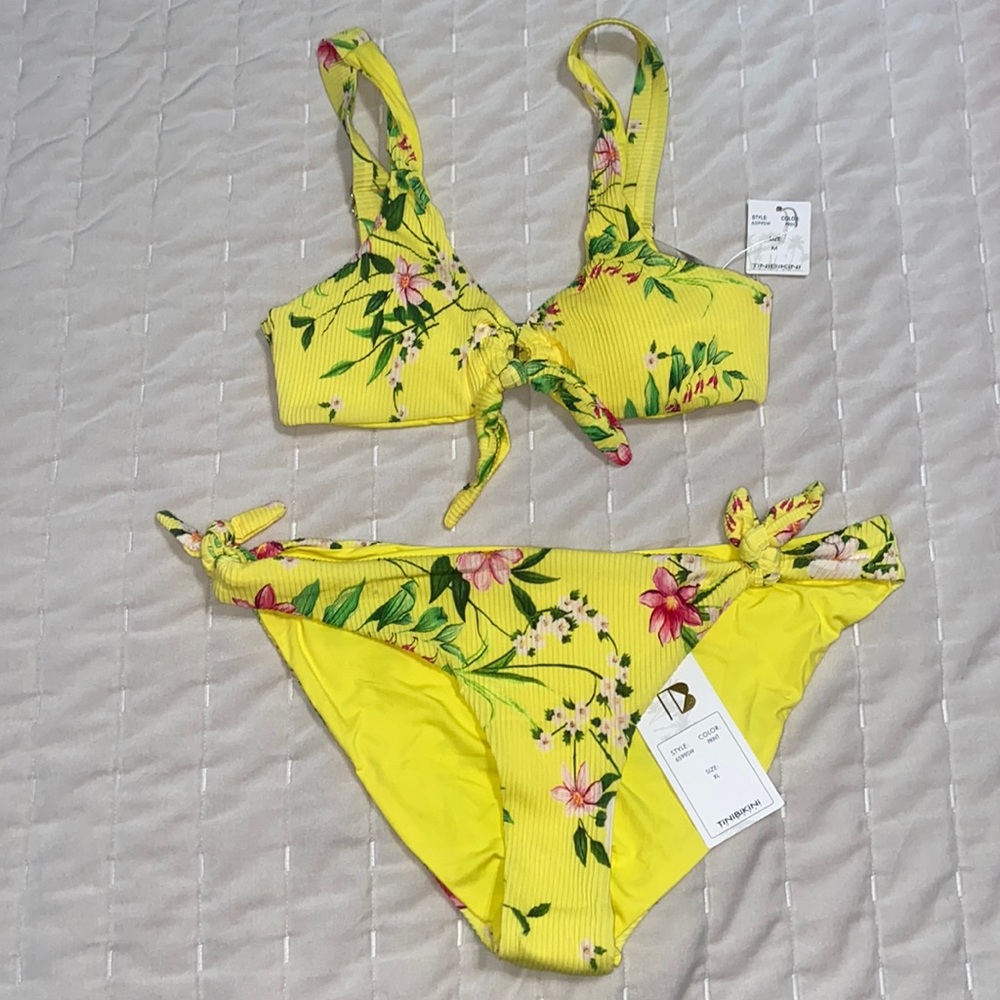 NWT TiniBikini Floral Yellow Swim Set M/XL